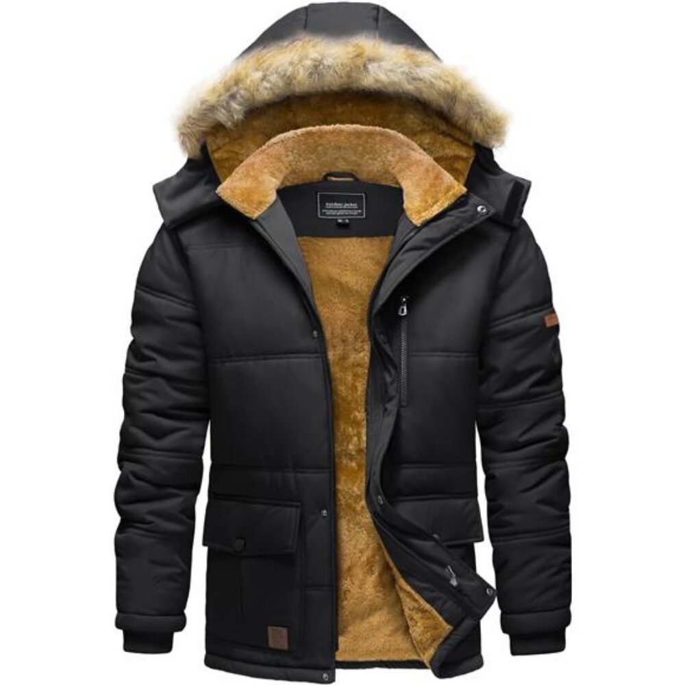 TACVASEN Men's Winter Jacket with Hood Water Repellent Windproof Thicken Parka